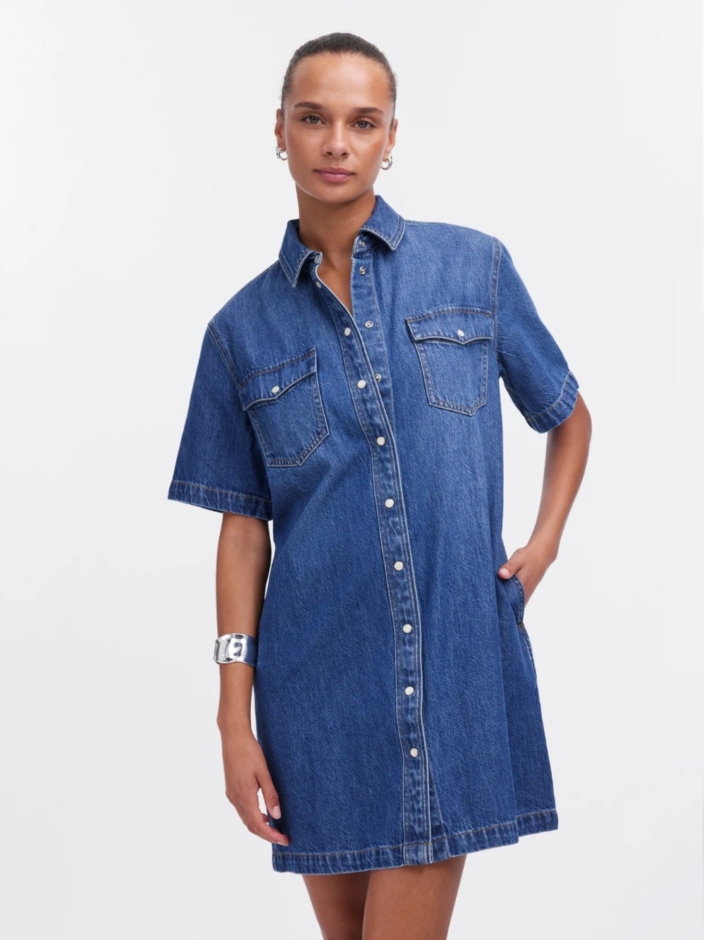 Madewell Oversized Mini Denim Shirt Dress Large
